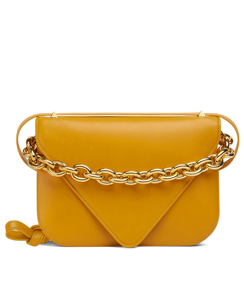 Bottega Veneta Mount Leather Envelope Bag Yellow